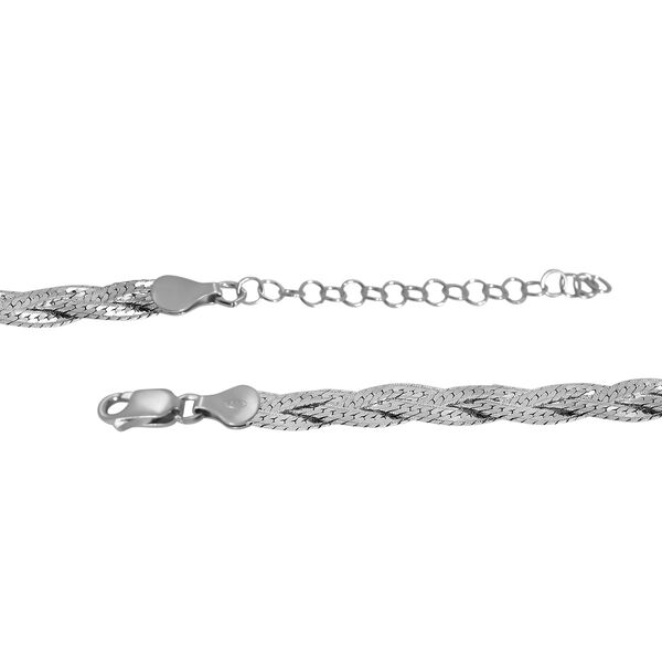 Geflochtene Fischgr&auml;tenkette 45 cm in rhodiniertem 925 Silber image number 3