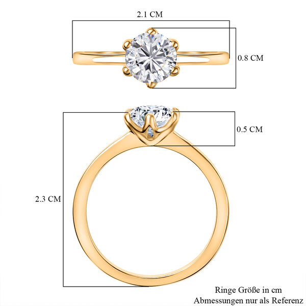 2er Set - D'joy Moissanit Ring, 925 Silber 750 Gelbgold Vermeil (Gr&ouml;&szlig;e 18.00), ca. 1.55 ct image number 7