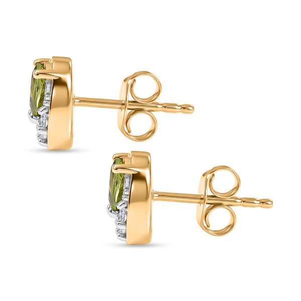 GP Amore Kollektion - Peridot, Wei&szlig;er Zirkon Ohrringe 925 Silber 750 Gelb Vergoldet ca. 1.11 ct image number 3
