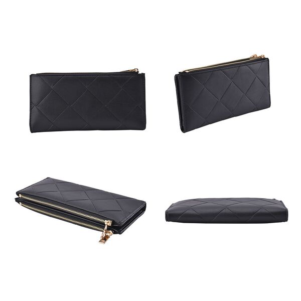 Brieftasche aus Kunstleder mit RFID Schutz, 19x19,5 cm, Schwarz image number 2