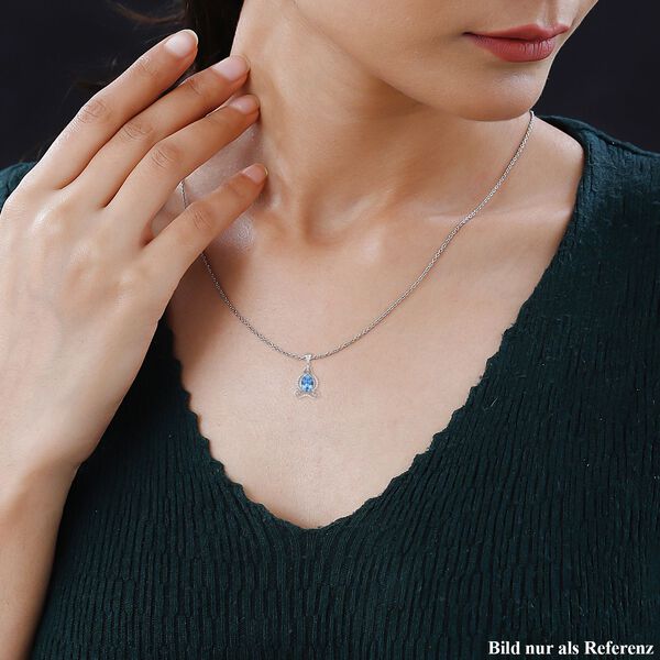 Schweizer Blautopas, Weißer Zirkon Schmuckset 925 Silber rhodiniert ca. 2,43 ct. image number 2