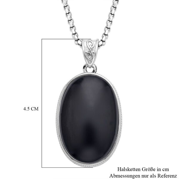 2er Set, Schwarzer Turmalin Anh&auml;nger mit Kette im Schmuckset, Edelstahl ca. 62,00 ct image number 5