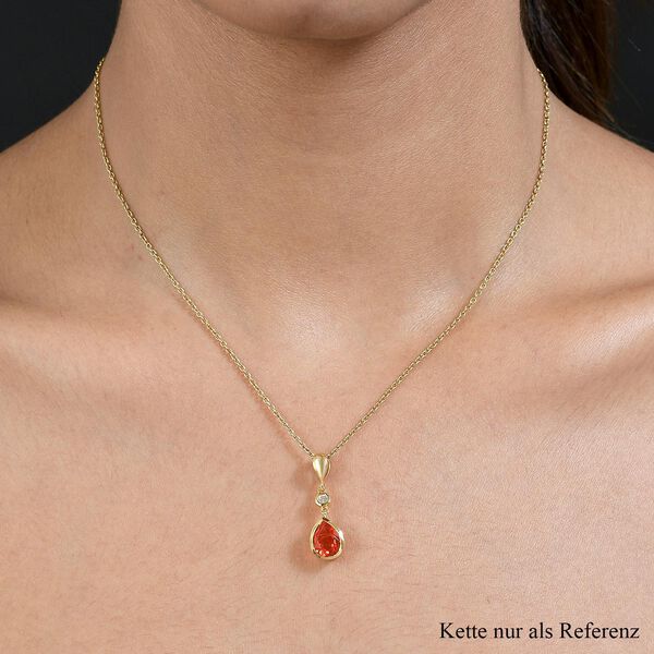 Padparadscha Triplett Quarz und wei&szlig;er Zirkon-Anh&auml;nger - 1,94 ct. image number 2