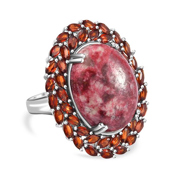 AA Thulit und roter Granat-Ring - 23,69 ct.