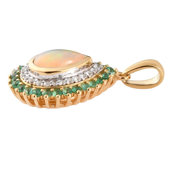 &Auml;thiopischer Opal, Smaragd und Zirkon Halo-Anh&auml;nger in Silber image number 6