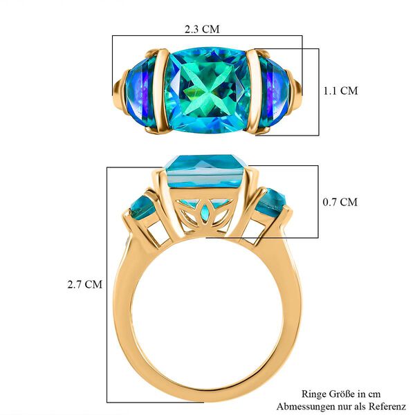Paraiba Pfau Triplett Quarz Ring - 6,74 ct. image number 7