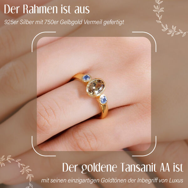 AA Nat&uuml;rlicher goldener Tansanit und Tansanit Ring - 1,20 ct. image number 3