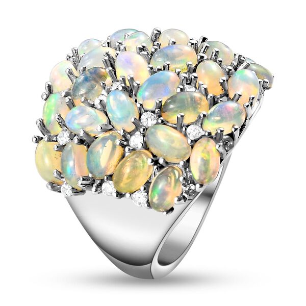 Nat&uuml;rlicher, &auml;thiopischer Welo Opal und wei&szlig;er Zirkon-Ring - 5,62 ct. image number 5