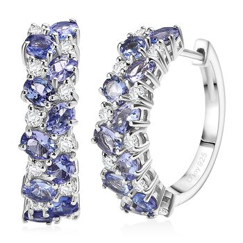 D'Joy Tansanit, Moissanit Ohrringe 925 Silber rhodiniert (7-8 Werktage Lieferzeit) ca. 4.36 ct