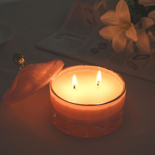 Duftkerze im Glas mit Deckel, Luxusglas-Design, Jasmin und Neroli, Rosa image number 2