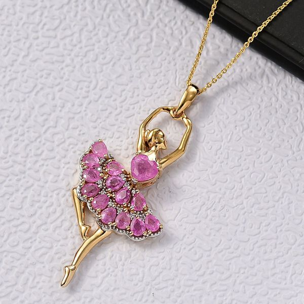 D'Joy AA Ilakaka rosa Saphir und Zirkon Anh&auml;nger mit 50cm Kette - 4,28 ct. image number 2