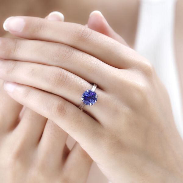 AAAA Tansanit, Wei&szlig;er Diamant Ring 950 Platin (Gr&ouml;&szlig;e 18.00) ca. 4.88 ct image number 7