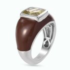 Ouro Verde-Quarz und Emailliert Solitär Ring 925 Silber Platin-Überzug image number 4