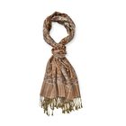 Jacquard gewebter Schal mit Franzen und Paisley Muster, 70x175cm, erdton