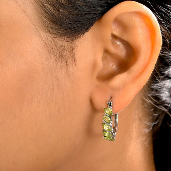 Nat&uuml;rlicher Peridot Creolen Edelstahl ca. 2,68 ct image number 3