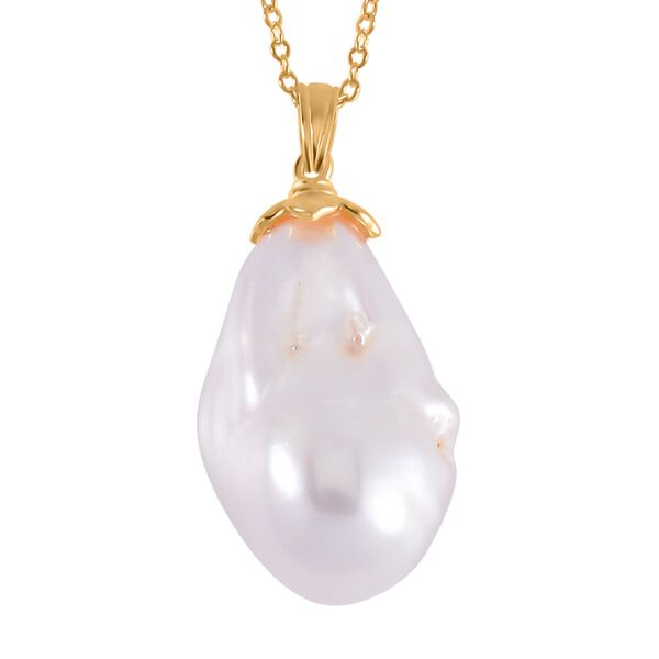 13-16 mm weißer Barockperlen-Anhänger mit 45cm Kette image number 0