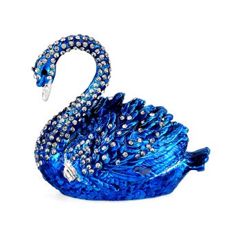 " Swan Trinket Storage Box Material:metal& synthetic crystal color: Blue size: 7*5*7cm"