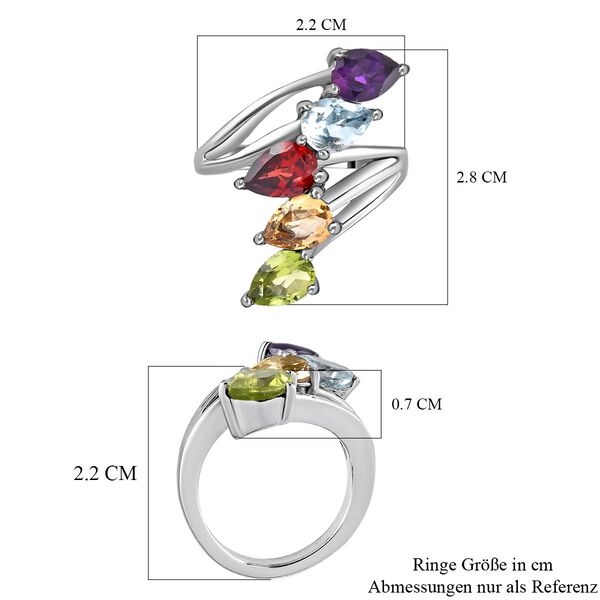 Mehfarbiger Edelstein-Ring, (Größe 16.00) Edelstahl, ca. 3,41 ct image number 7