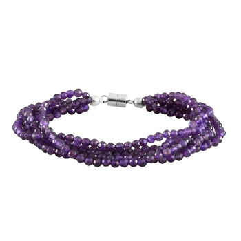 Afrikanisches Amethyst-Armband, ca. 19 cm, Edelstahl, ca. 50,90 ct