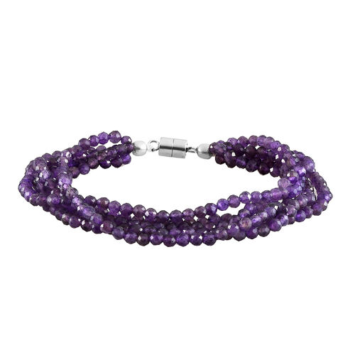 Afrikanisches Amethyst-Armband, ca. 19 cm, Edelstahl, ca. 50,90 ct image number 0