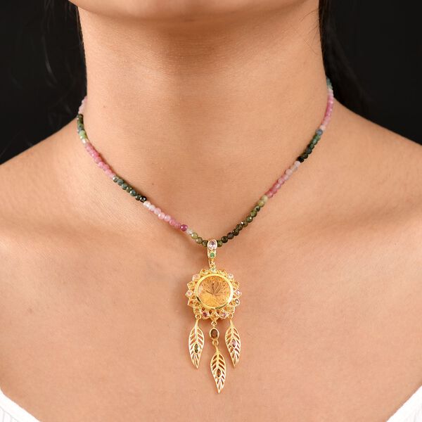 D'joy AAA Citrin, Mehrfarbiger Turmalin Anhänger mit Kette, 925 Silber 750 Gelbgold Vermeil ca. 46.89 ct image number 3