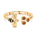 GP Trionfo Queen B Kollektion - Kanchanaburi Blauer Saphir, AAA Mexikanischer Purpurroter Feueropal Ring 925 Silber 750 Gelb Vergoldet (Größe 18.00) ca. 0.06 ct