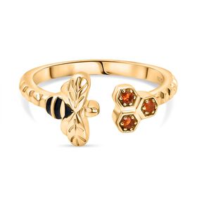 GP Trionfo Queen B Kollektion - Kanchanaburi Blauer Saphir, AAA Mexikanischer Purpurroter Feueropal Ring 925 Silber 750 Gelb Vergoldet (Größe 18.00) ca. 0.06 ct