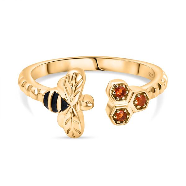GP Trionfo Queen B Kollektion - Kanchanaburi Blauer Saphir, AAA Mexikanischer Purpurroter Feueropal Ring 925 Silber 750 Gelb Vergoldet (Größe 18.00) ca. 0.06 ct image number 0