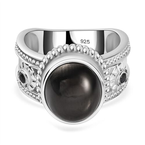 Elite Shungit, Schwarzer Spinell Ring 925 Silber rhodiniert (Größe 17.00) ca. 2,97 ct image number 0