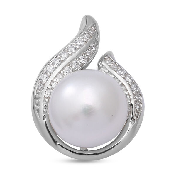 Wei&szlig;er S&uuml;&szlig;wasserperlen und Zirkonia-Anh&auml;nger - 0,39 ct. image number 0