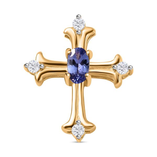 AA Smaragd und Moissanit Kreuz Anhänger - 0,34 ct. image number 6