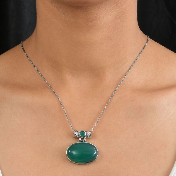 Verde Onyx Schmuckset Edelstahl ca. 80.50 ct image number 3