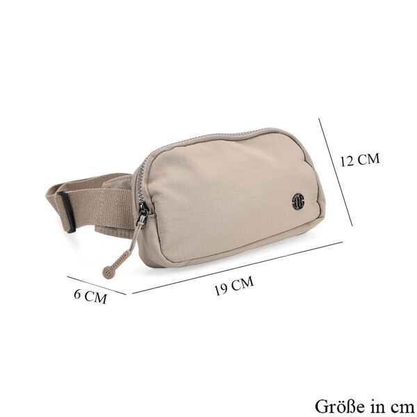 Nylon Crossbody Tasche in Hellgrau mit praktischen F&auml;chern, 19x12x6cm image number 7