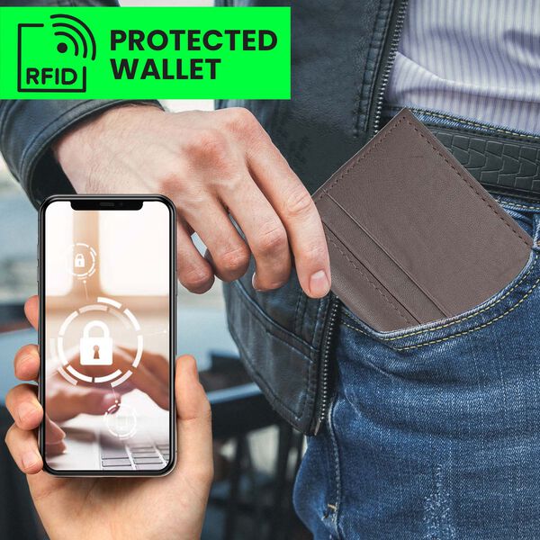 2er-Set, Echtleder Kreditkartenetui und Kugelschreiber, Braun image number 3