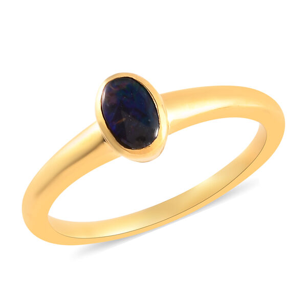 Ammolit Solit&auml;r Ring 925 Silber vergoldet  ca. 0,53 ct image number 4