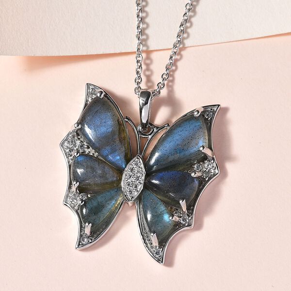 GP Italian Garden Kollektion- AA Labradorit, Zirkon und blauer Saphir-Anh&auml;nger und 45cm Kette- 15,36 ct. image number 1