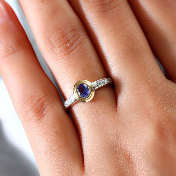 Tansanit und Zirkon Ring, 925 Silber Bicolor  ca. 0,40 ct image number 5