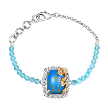 EVER TRUE AA Blauer Mojave T&uuml;rkis, Apatit Armband ca. 19 cm Nickelfreies Messing ca. 20.50 ct