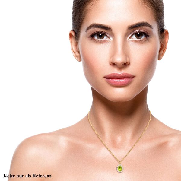 Nat&uuml;rlicher Peridot und Zirkon-Anh&auml;nger mit 50cm Kette - 4,19 ct. image number 2