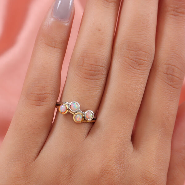 Nat&uuml;rlicher &Auml;thiopischer Opal Ring 925 Silber Bicolor  ca. 0,41 ct image number 3
