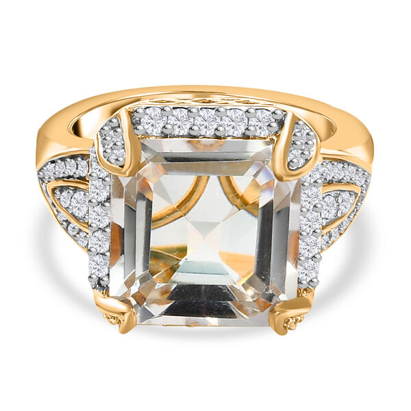 Prasiolith und Zirkon Ring- 7,10 ct.