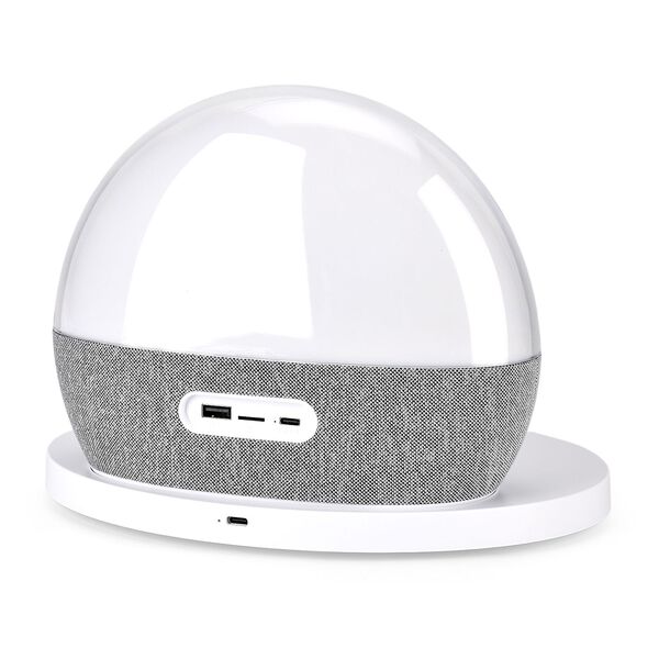 "KP-818 Audio equipment Features: Bluetooth, LED ambient lighting, 24 groups of white noise, light wake-up, sunset 30/60/90, clock, alarm clock, FM, USB, TF Wireless charging: 15W Playing time: 3-6 h Charging time: 2-3 hours Transmission range: 10 meters image number 7