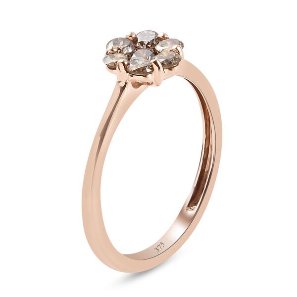 Natürlicher Champagner Diamant zertifiziert Ring 375 Roségold image number 4