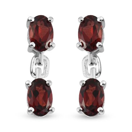 Roter Granat Ohrringe 925 Silber ca. 2,43 ct