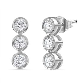 Moissanit Ohrringe, 925 Silber rhodiniert - 0,65 ct.