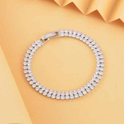 Weißes Zirkonia Armband, ca. 18 cm, 4.00 ct, silberfarben 4.00 ct image number 1