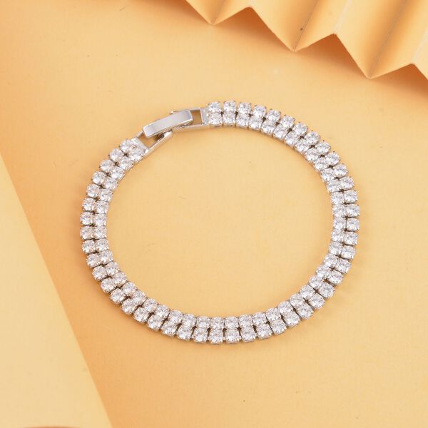 Weißes Zirkonia Armband, ca. 18 cm, 4.00 ct, silberfarben 4.00 ct image number 1
