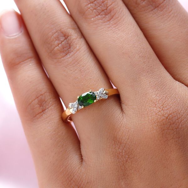 Natürlicher Chromdiopsid und Zirkon-Ring image number 3