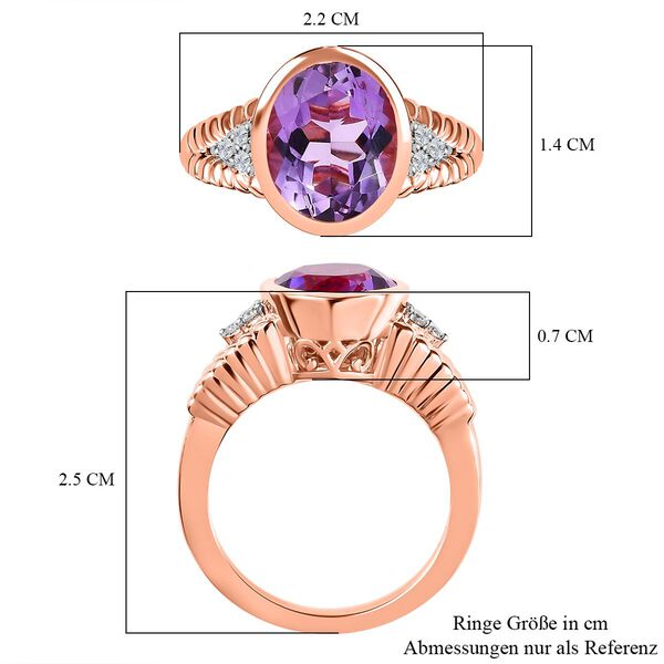 AAA Rose De France Amethyst, Weißer Zirkon Ring, ca. 3.40 ct. image number 7