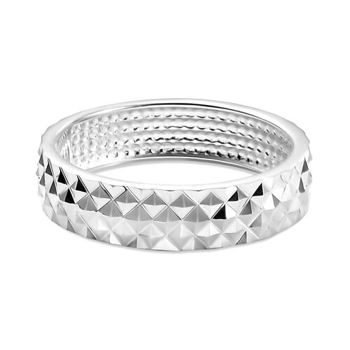 Bandring mit Diamantschliff-Muster in 925 Silber image number 0